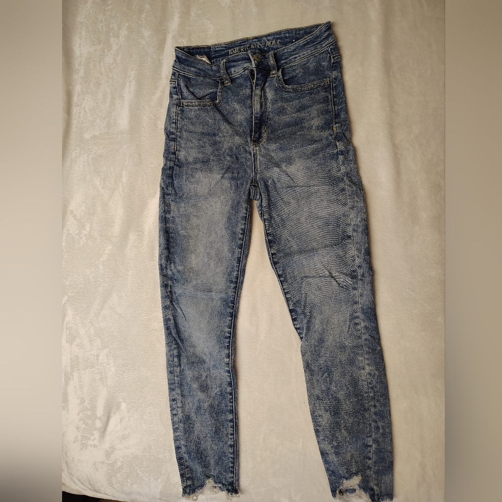 American Eagle Jeans Womens 2  Next Level Stretch High Rise Skinny Raw Hem